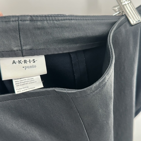 Akris Punto Fitted Nappa Leather and Jersey Pants Navy‎ Black 8 - Picture 5 of 8